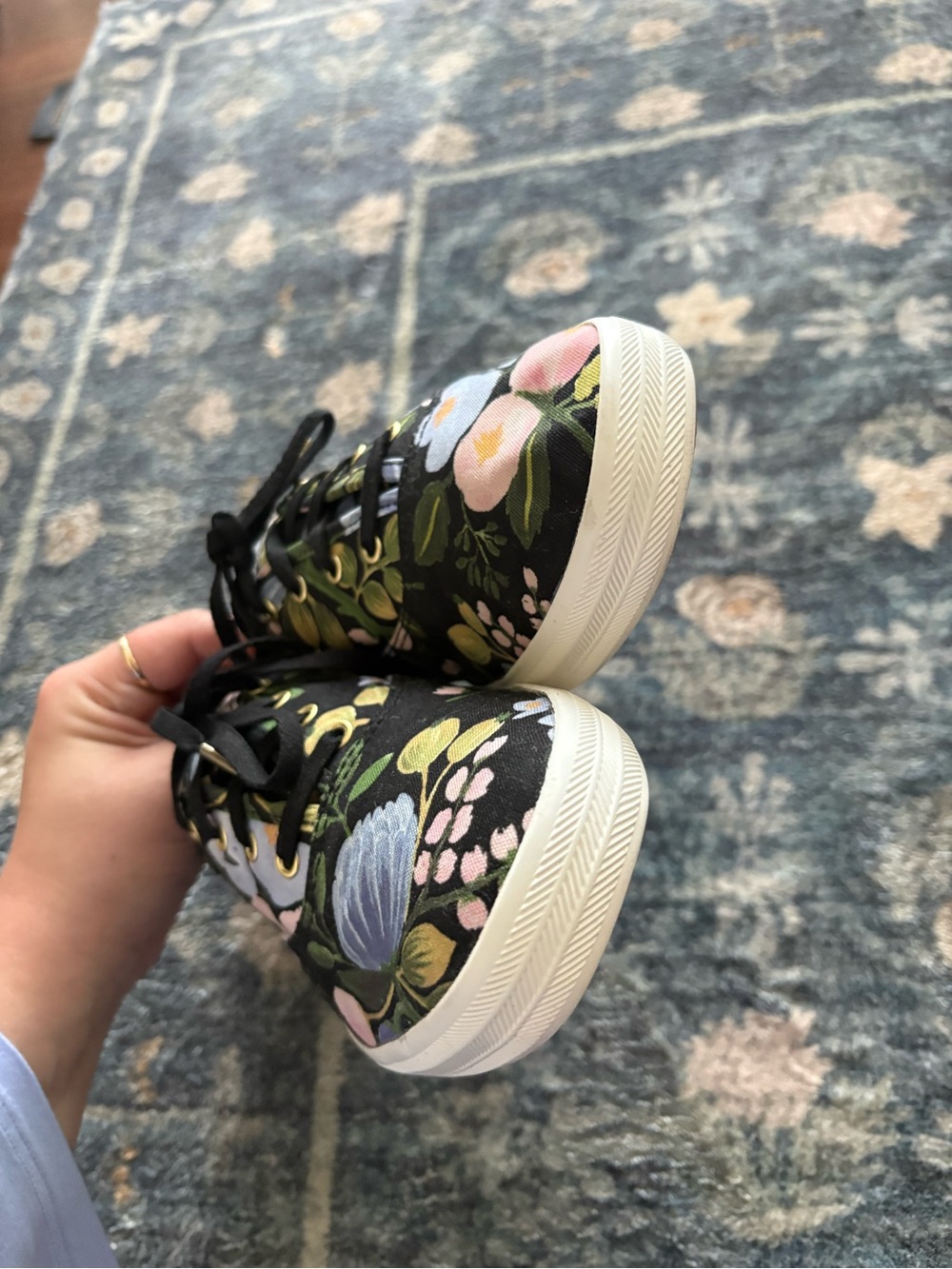 Keds x Rifle Paper Co. Botanical Champion Sneakers Black Motif Size 8 - Picture 3 of 8